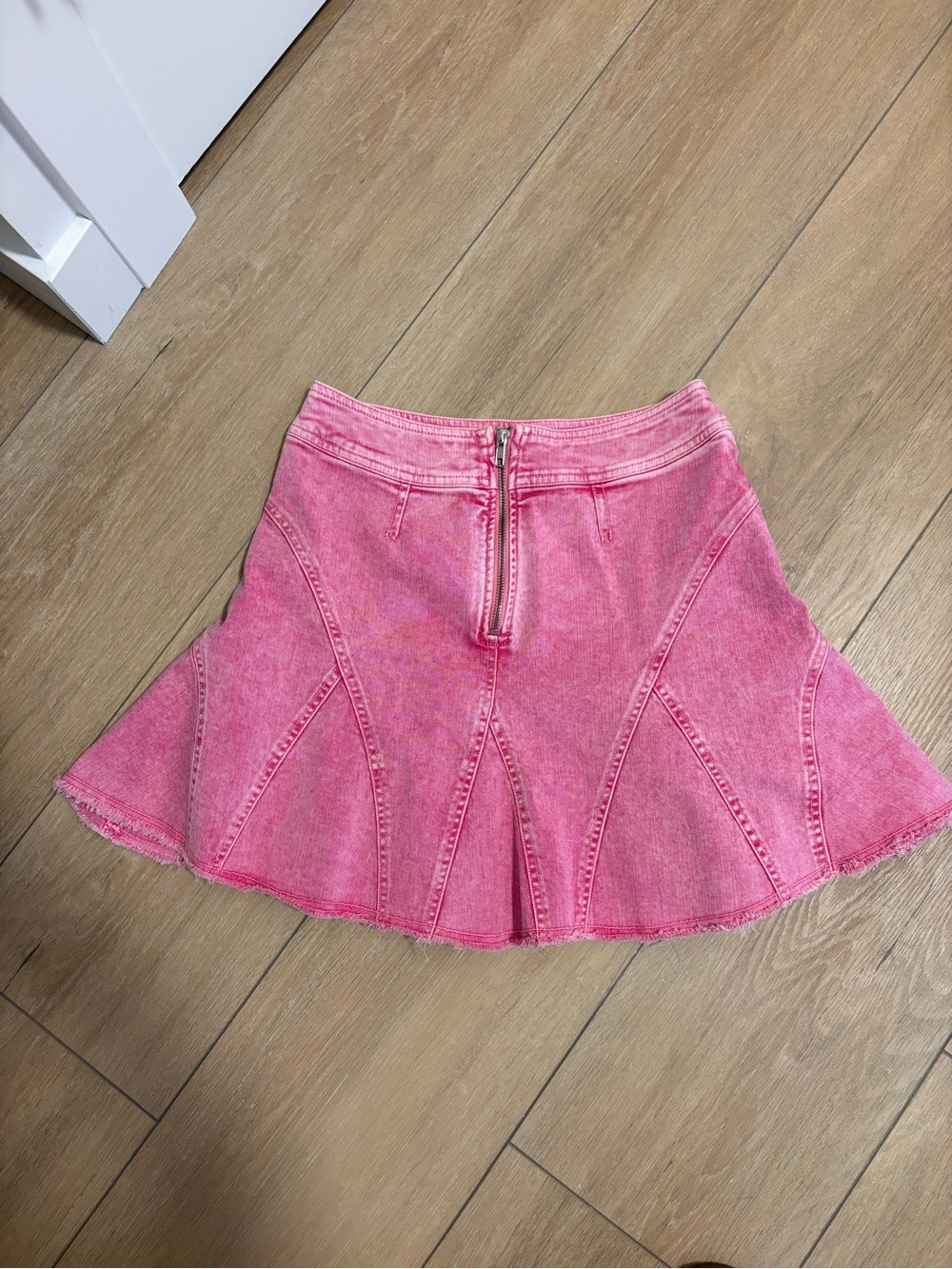 Pilcro Pink Denim Panelled Mini Skirt